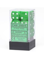 Chessex d6 Cube 16mm Opaque Green w/ White (12)