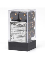 Chessex d6 Cube 16mm Opaque Dark Grey w/ Copper (12)