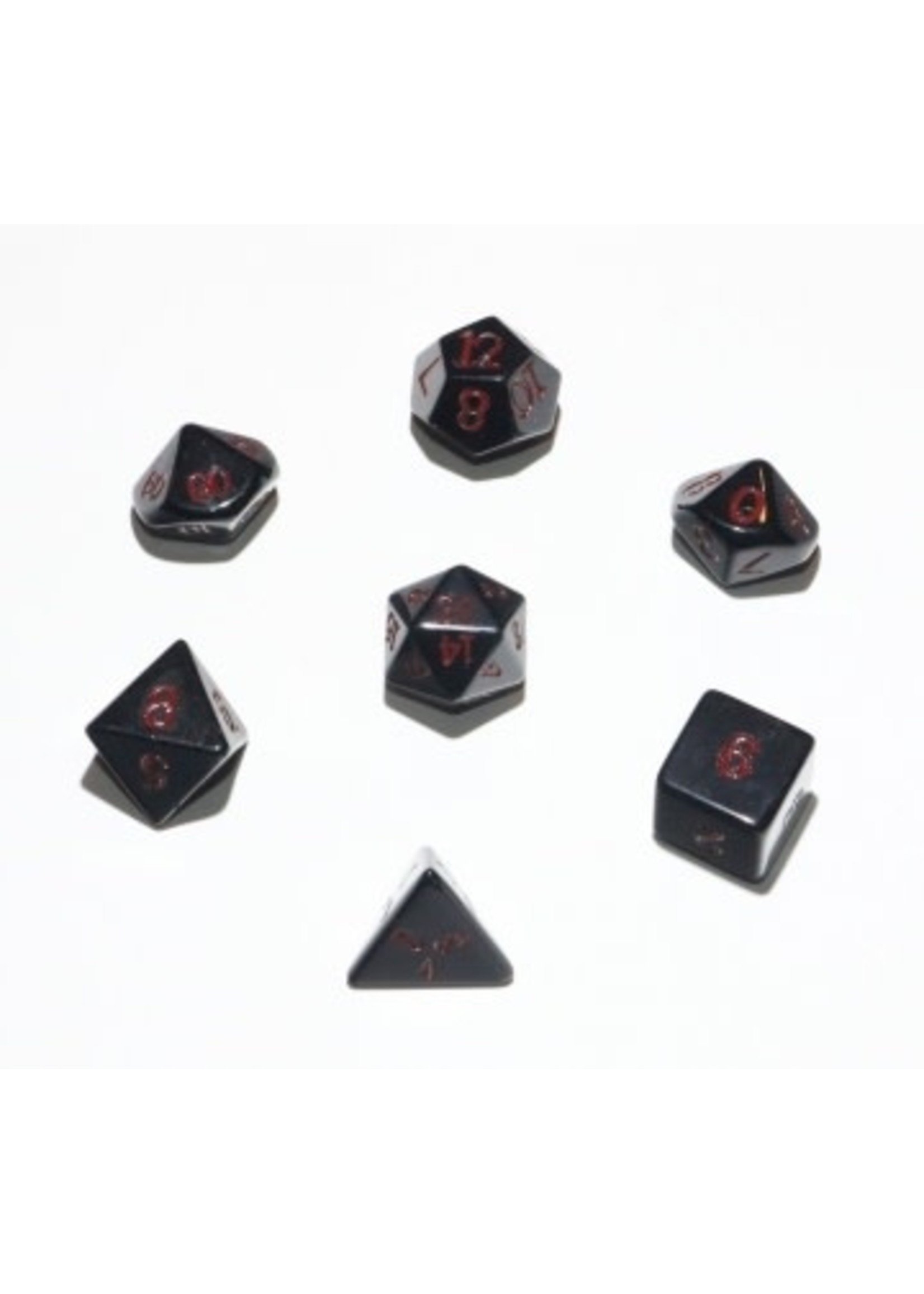 Crystal Caste 16mm Obsidian 7 set (red numbers)