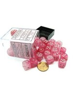 Chessex d6 Cube 12mm Ghostly Glow Pink w/ Silver (36)