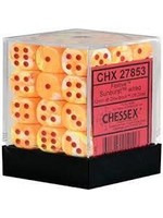 Chessex d6 Cube 12mm Festive Sunburst w/ Red (36)