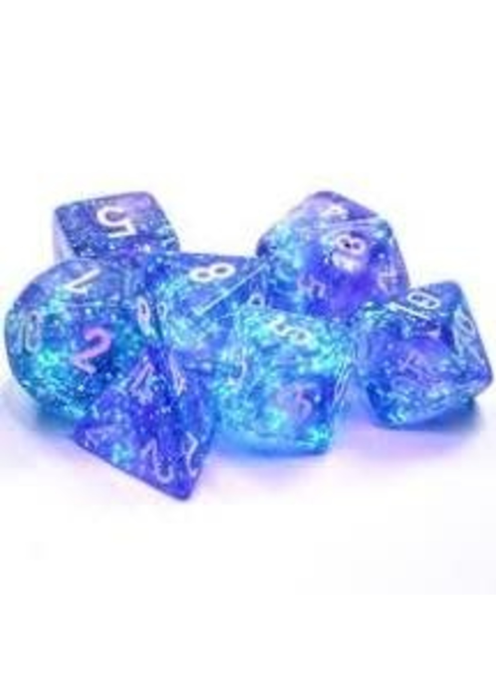 Chessex Borealis Luminary Poly 7 set: Purple w/ White