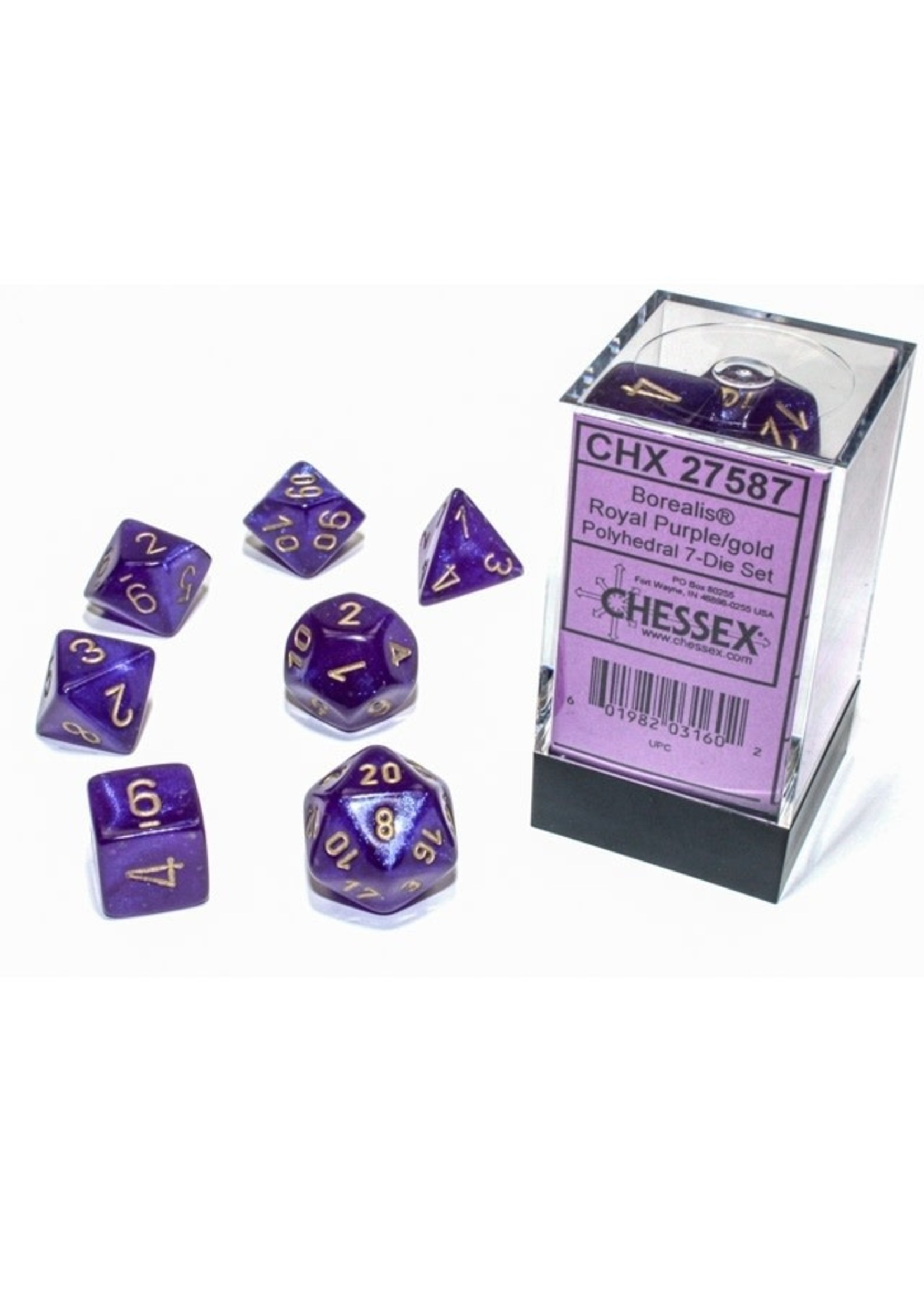 Chessex Borealis Luminary Poly 7 set: Royal Purple w/ Gold