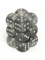 Chessex d6 Cube 16mm Borealis Luminary Light Smoke w/ Silver (12)