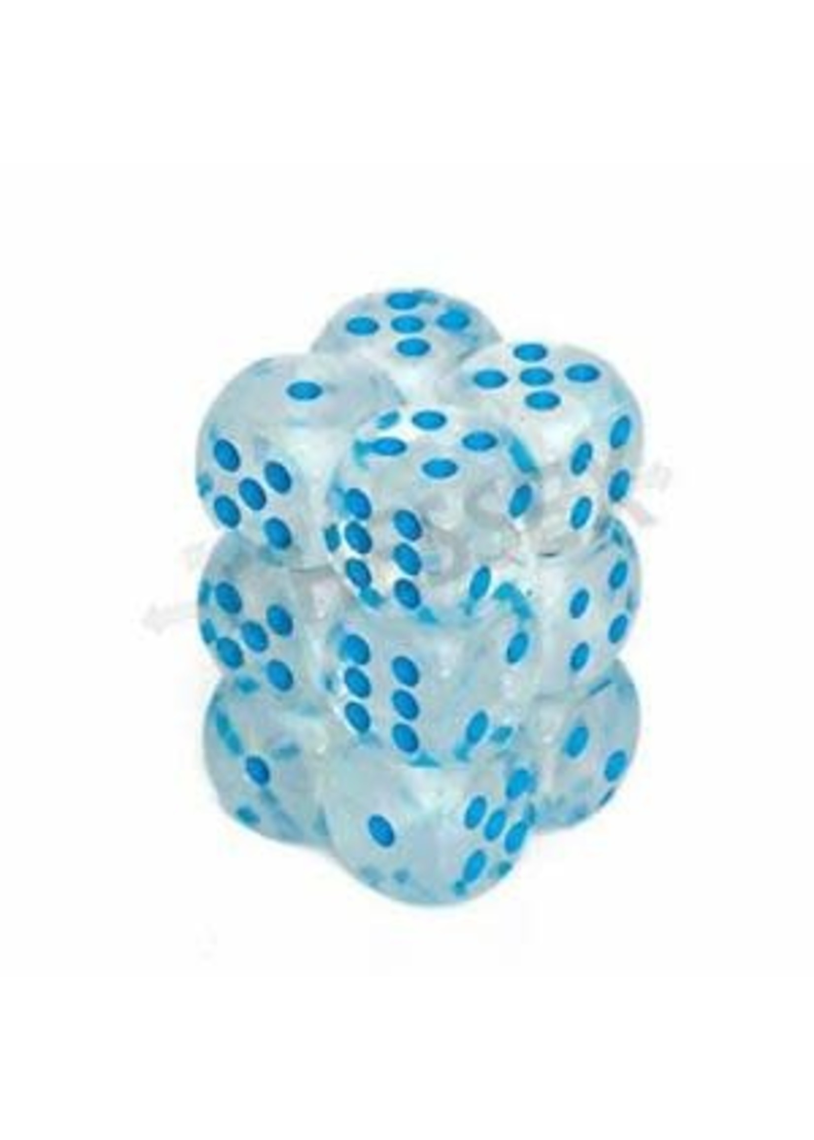 Chessex d6 Cube 16mm Borealis Luminary Icicle w/ Light Blue (12)