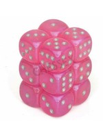 Chessex d6 Cube 16mm Borealis Luminary Pink w/ Silver (12)