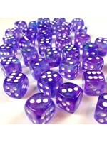 Chessex d6 Cube 12mm Borealis Luminary Purple w/ White (36)