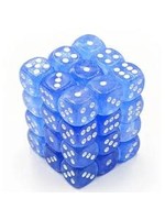 Chessex d6 Cube 12mm Borealis Luminary Sky Blue w/ White (36)
