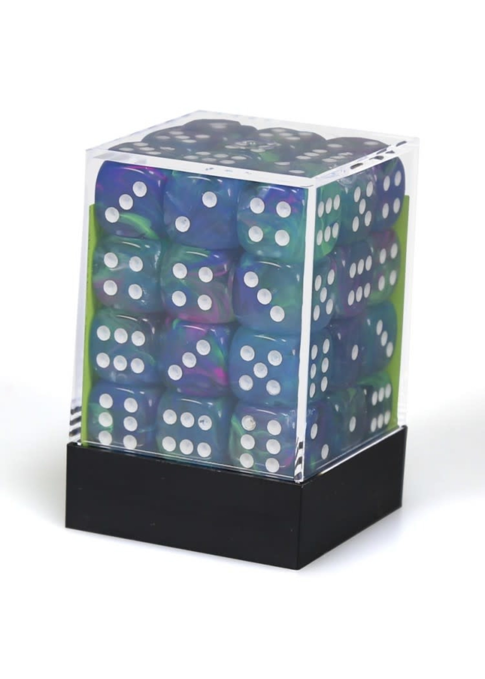 Chessex d6 Cube 12mm Festive Waterlily w/ White (36)