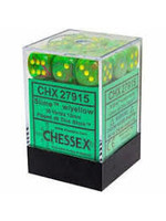 Chessex d6 Cube 12mm Vortex Slime w/ Yellow (36)
