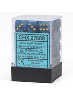 Chessex d6 Cube 12mm Phantom Teal w/ Gold (36)
