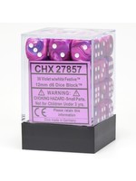 Chessex d6 Cube 12mm Festive Violet w/ White (36)