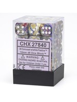 Chessex d6 Cube 12mm Festive Carousel w/ White (36)