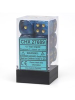Chessex d6 Cube 16mm Phantom Teal w/ Gold (12)