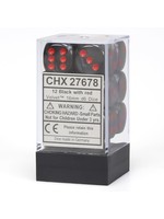 Chessex d6 Cube 16mm Velvet Black w/ Red (12)