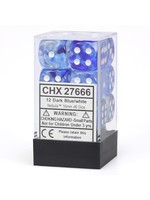 Chessex d6 Cube 16mm Nebula Dark Blue w/ White (12)