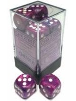 Chessex d6 Cube 16mm Festive Violet w/ White (12)