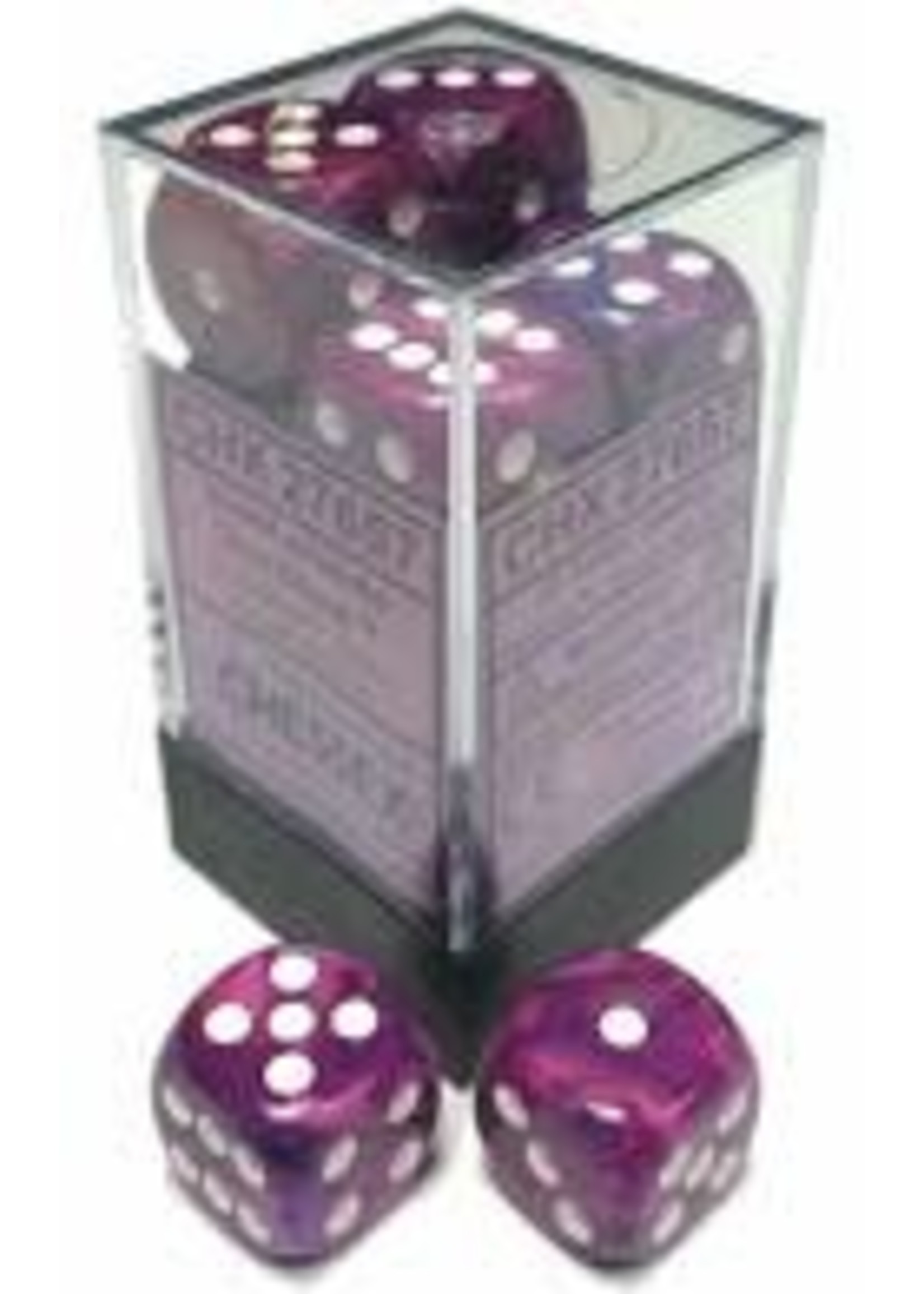 Chessex d6 Cube 16mm Festive Violet w/ White (12)