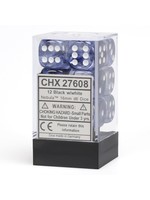 Chessex d6 Cube 16mm Nebula Black w/ White (12)
