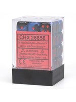Chessex d6 Cube 12mm Gemini Black & Starlight w/ Red (36)