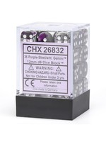 Chessex d6 Cube 12mm Gemini Purple & Steel w/ White (36)