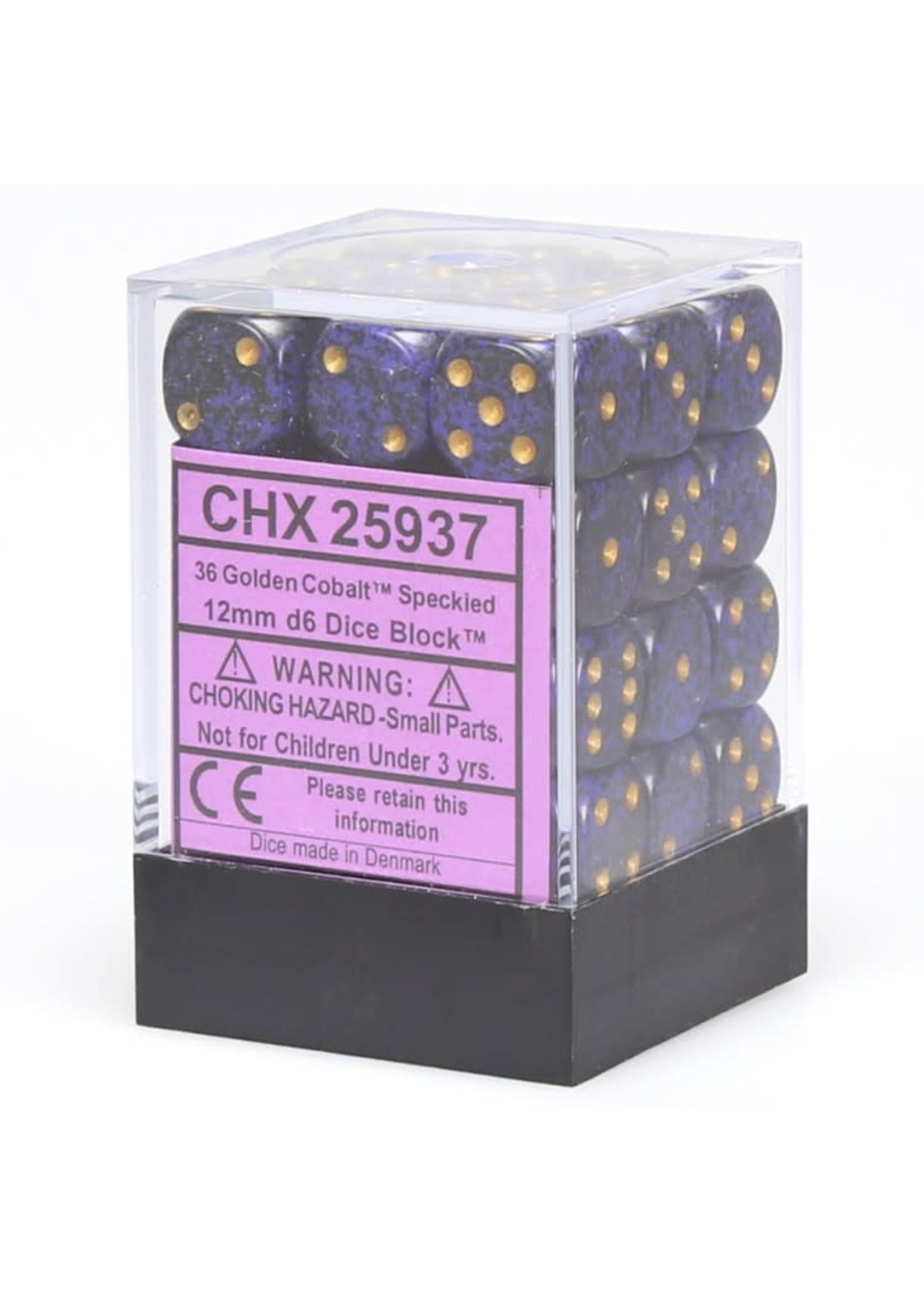 Chessex d6 Cube 12mm Speckled Golden Cobalt (36)