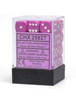Chessex d6 Cube 12mm Opaque Light Purple w/ White (36)