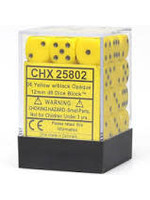 Chessex d6 Cube 12mm Opaque Yellow w/ Black (36)