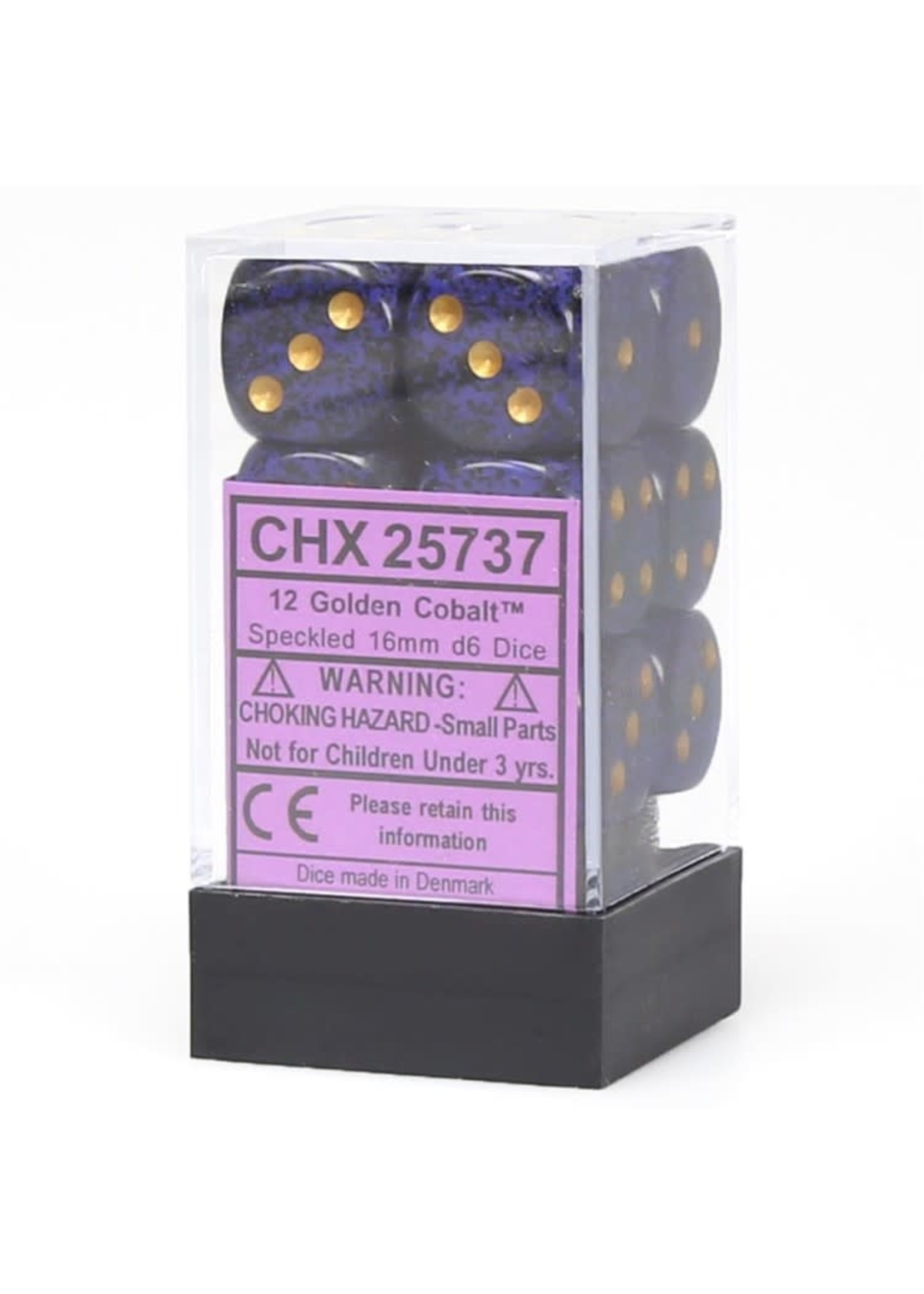 Chessex d6 Cube 16mm Speckled Golden Cobalt (12)