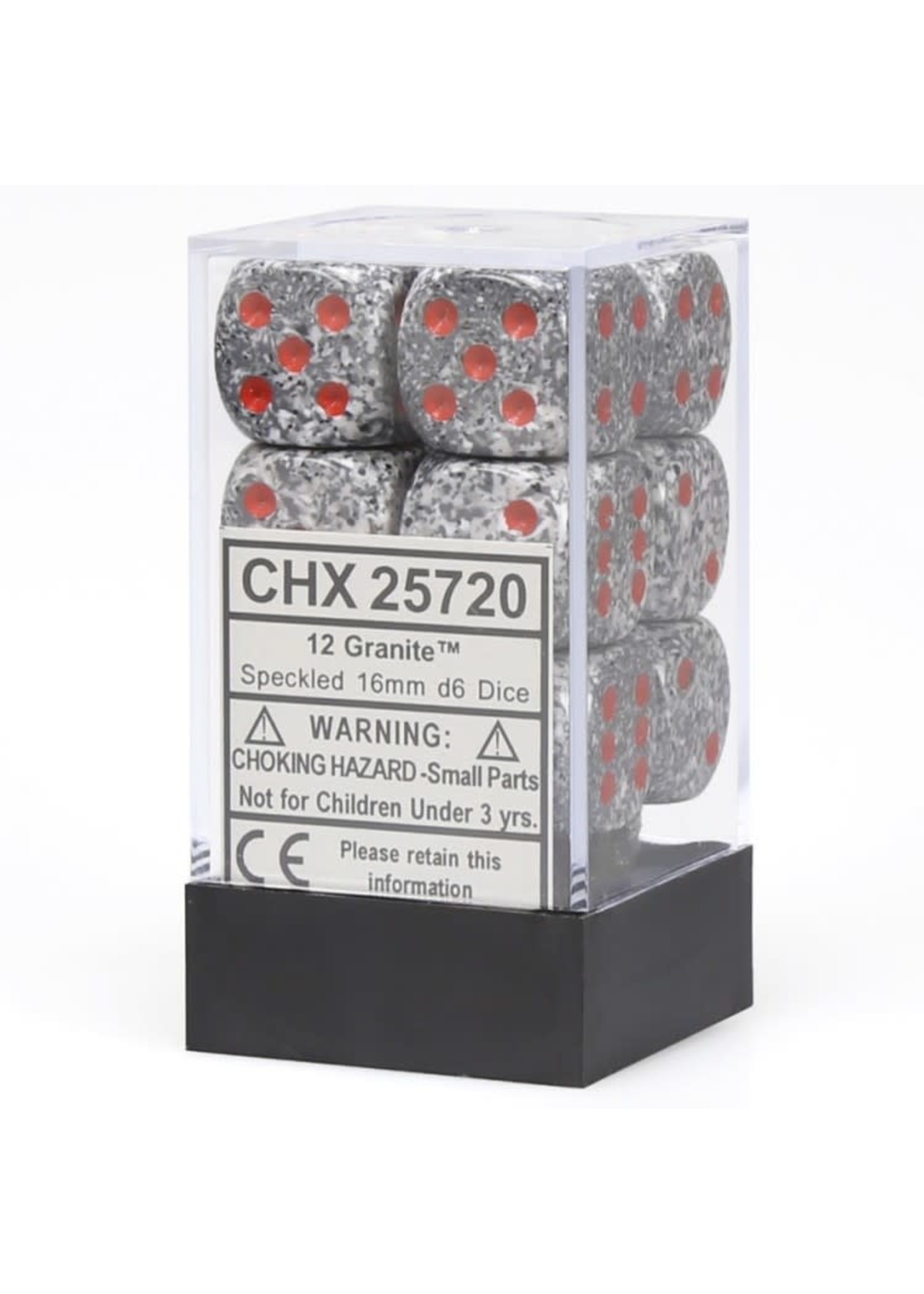 Chessex d6 Cube 16mm Speckled Granite (12)