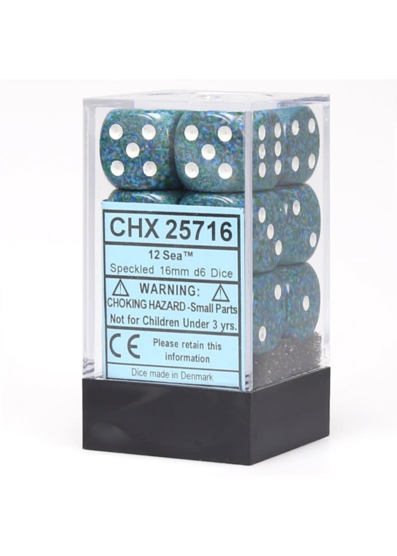 Chessex d6 Cube 16mm Speckled Sea (12)