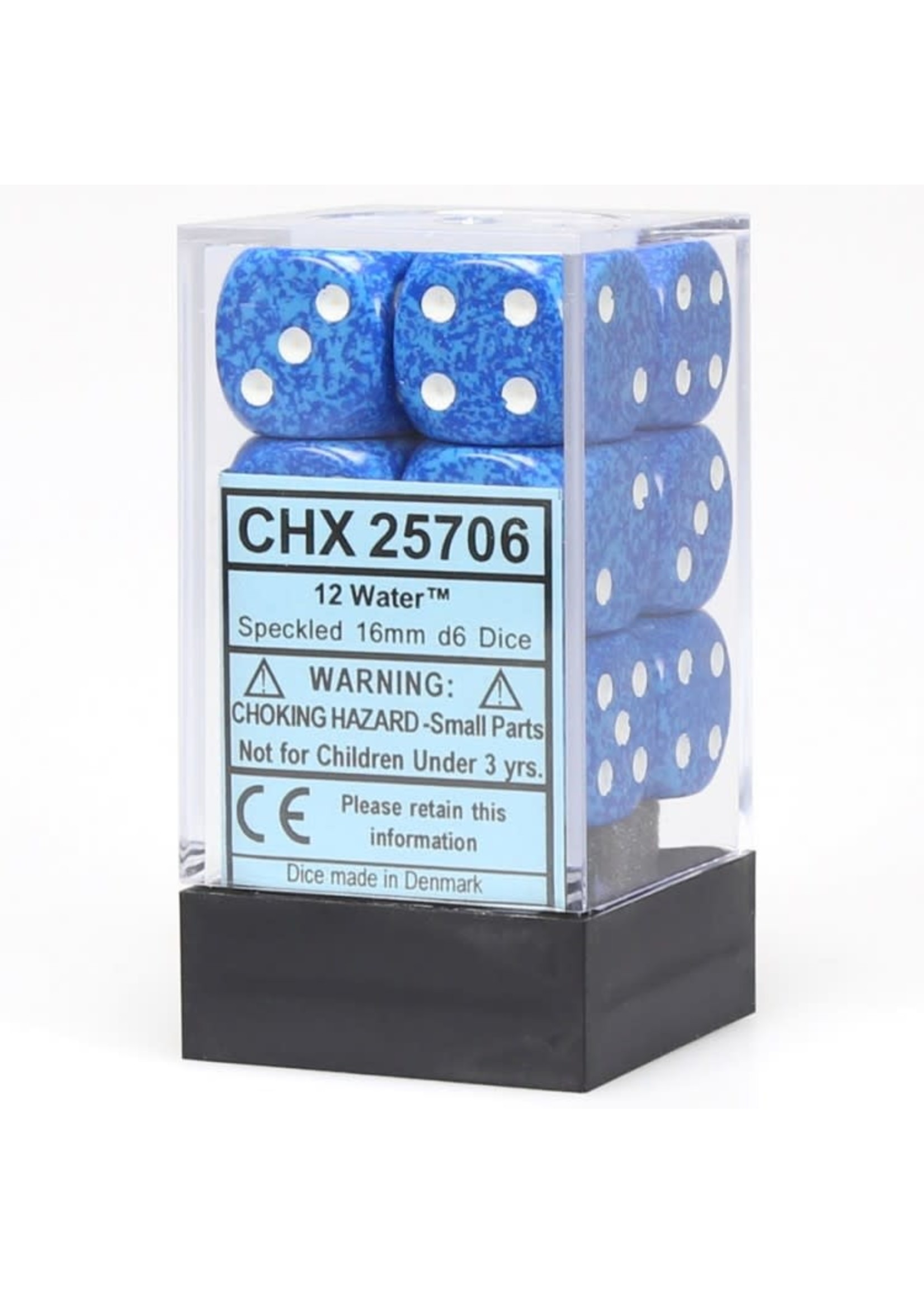 Chessex d6 Cube 16mm Speckled Water (12)