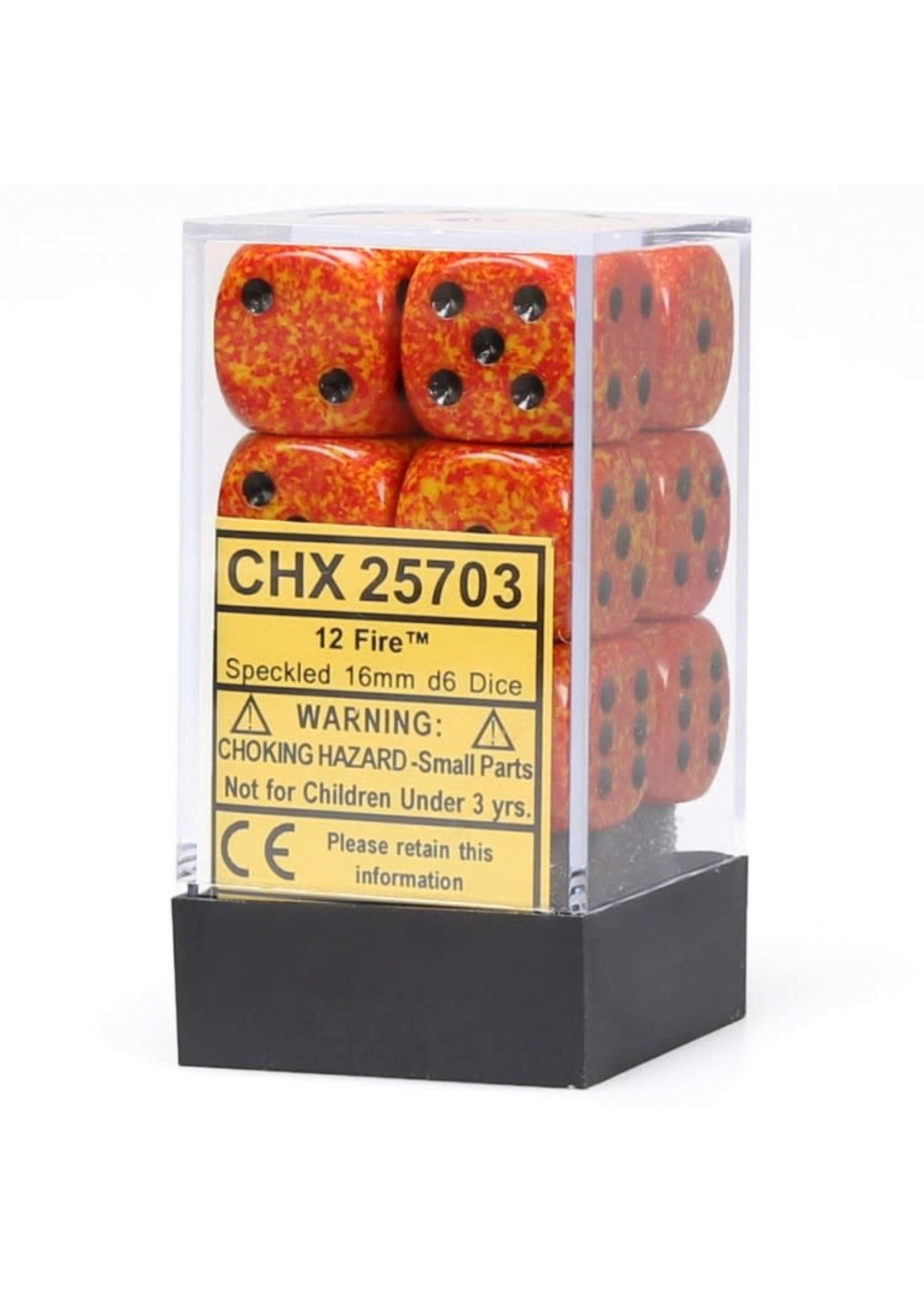 Chessex d6 Cube 16mm Speckled Fire (12)