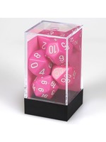 Chessex Opaque Poly 7 set: Pink w/ White