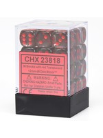 Chessex d6 Cube 12mm Translucent  Smoke w/ Red (36)