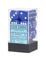 Chessex d6 Cube 16mm Opaque Blue w/ White (12)