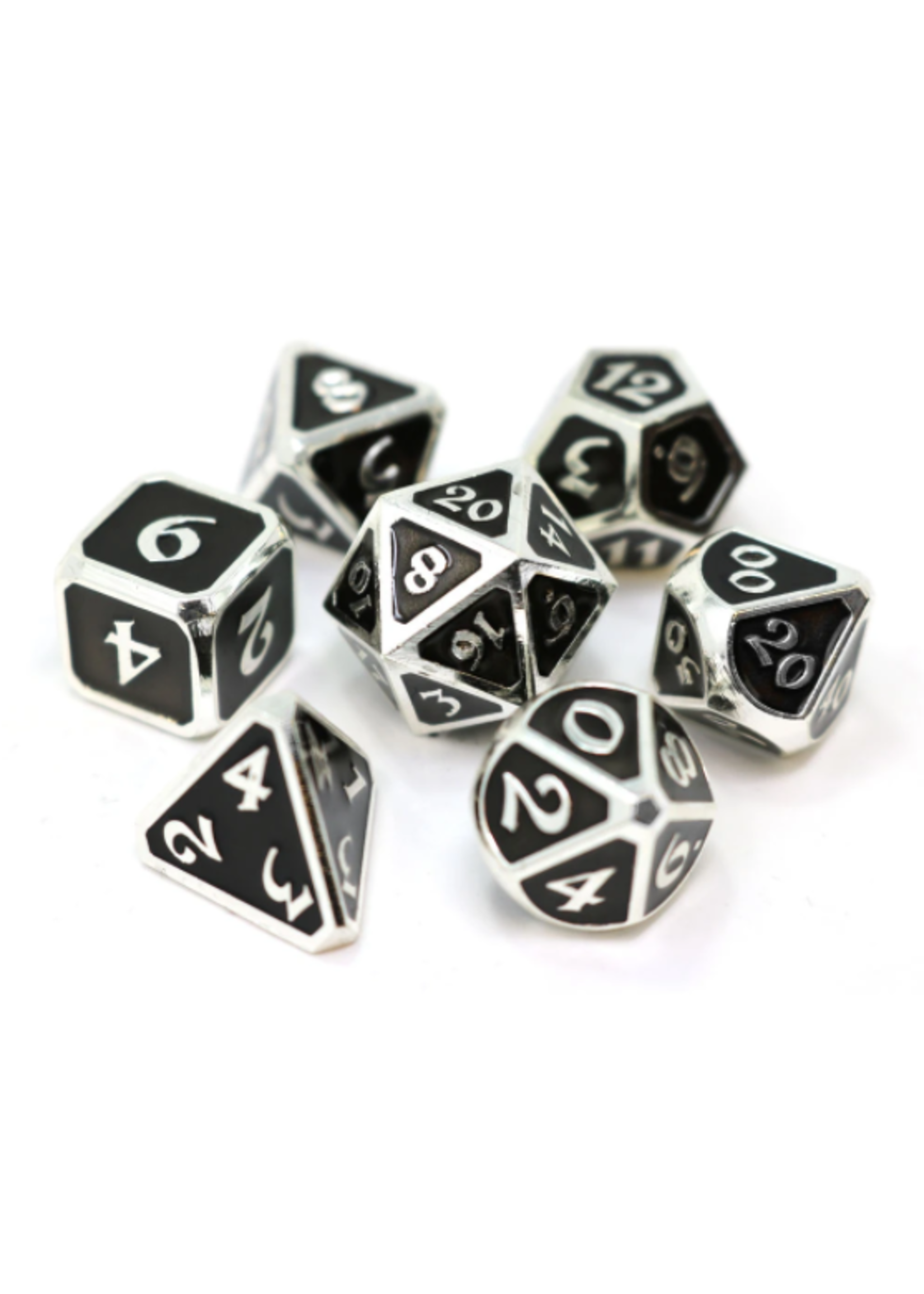 Die Hard Dice Metal Dice 7 set Mythica Platinum Onyx