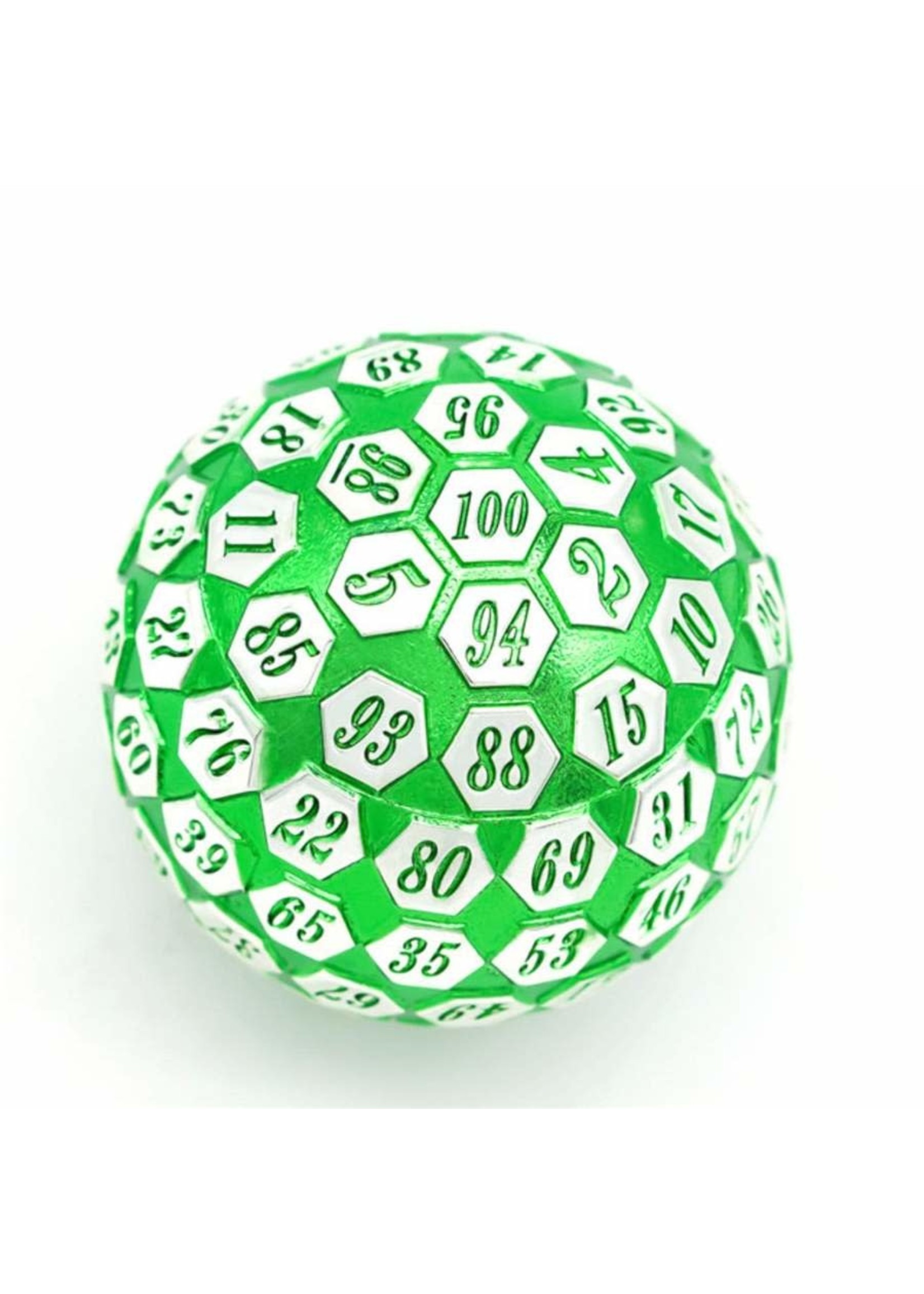 Foam Brain 45mm d100 Green & Silver with Green Numbers