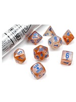 Chessex Lab Dice Borealis Poly 7 set: Rose & Gold w/ Light Blue