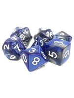 Tasty Minstrel Games 7-Set Blessed Steel Fusion Dice:  Steel and Blue w/ White