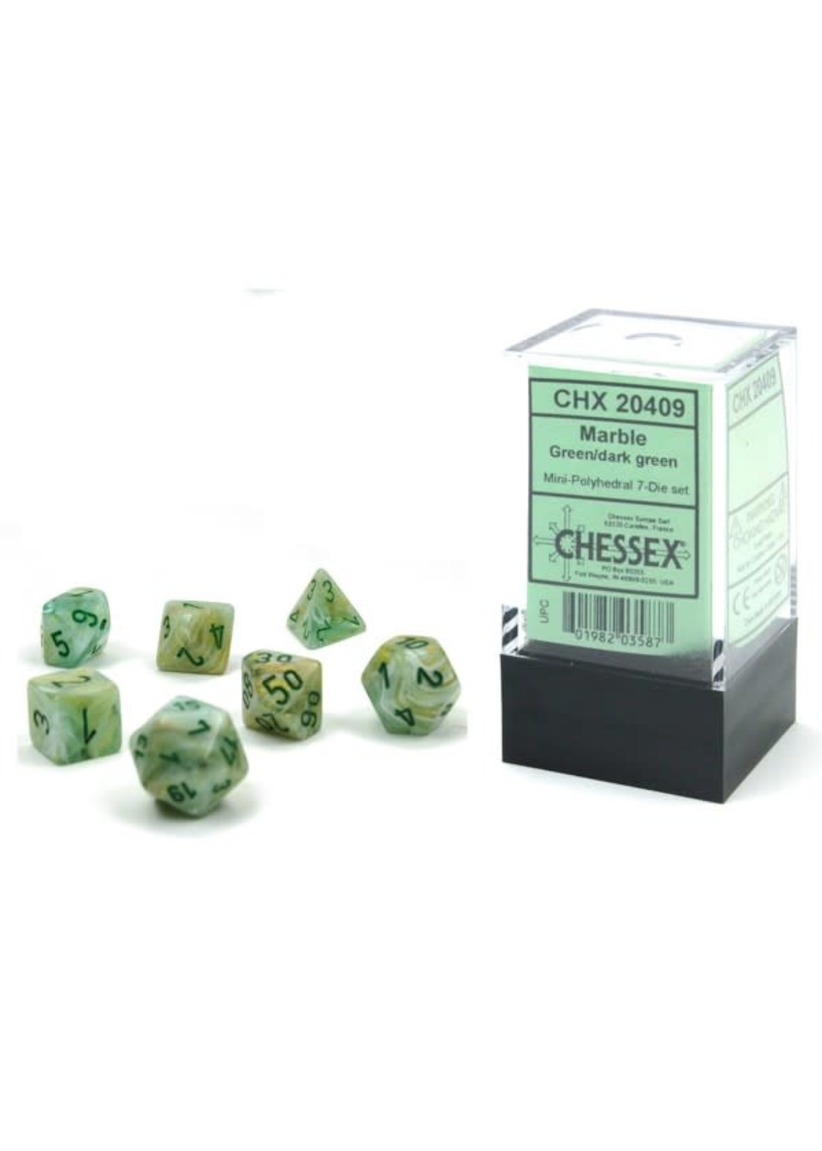 Chessex Marble Mini 7 Set: Green w/ dark green