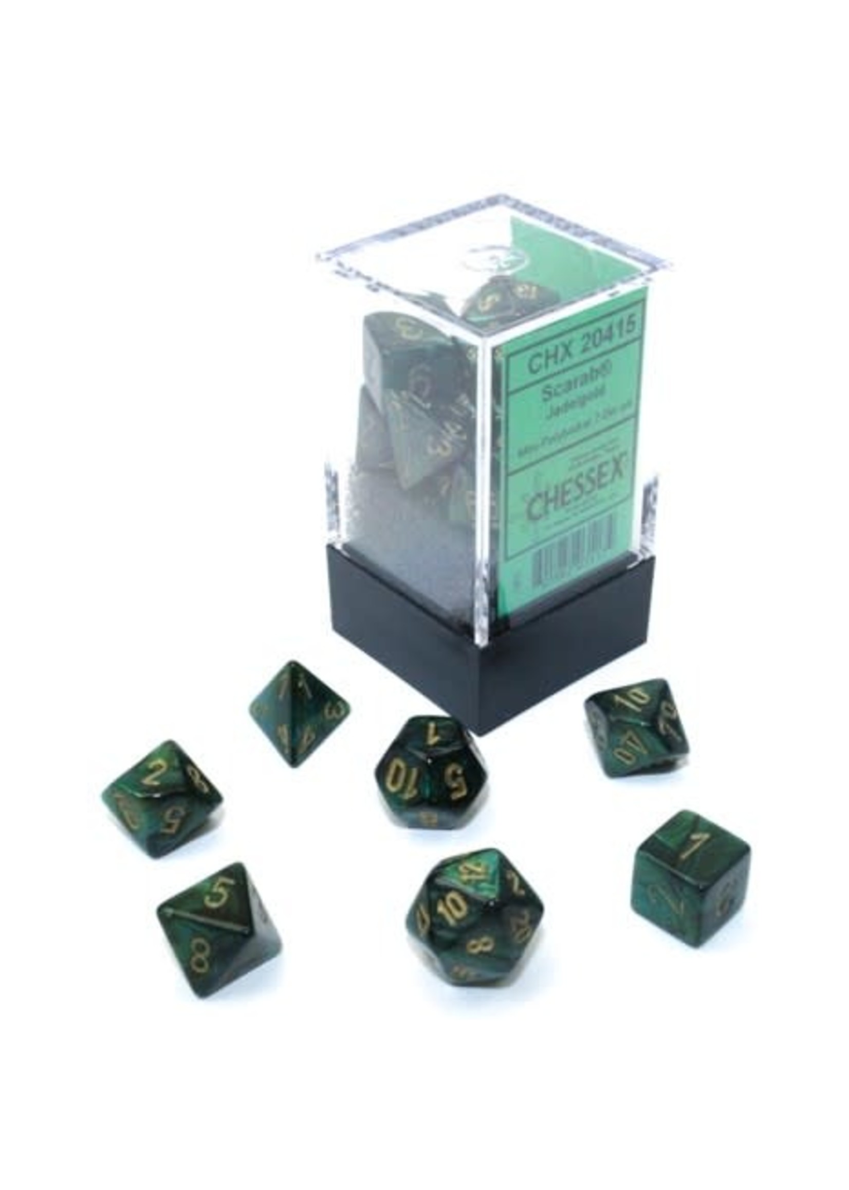 Chessex Scarab Mini 7 Set: Jade w/ gold