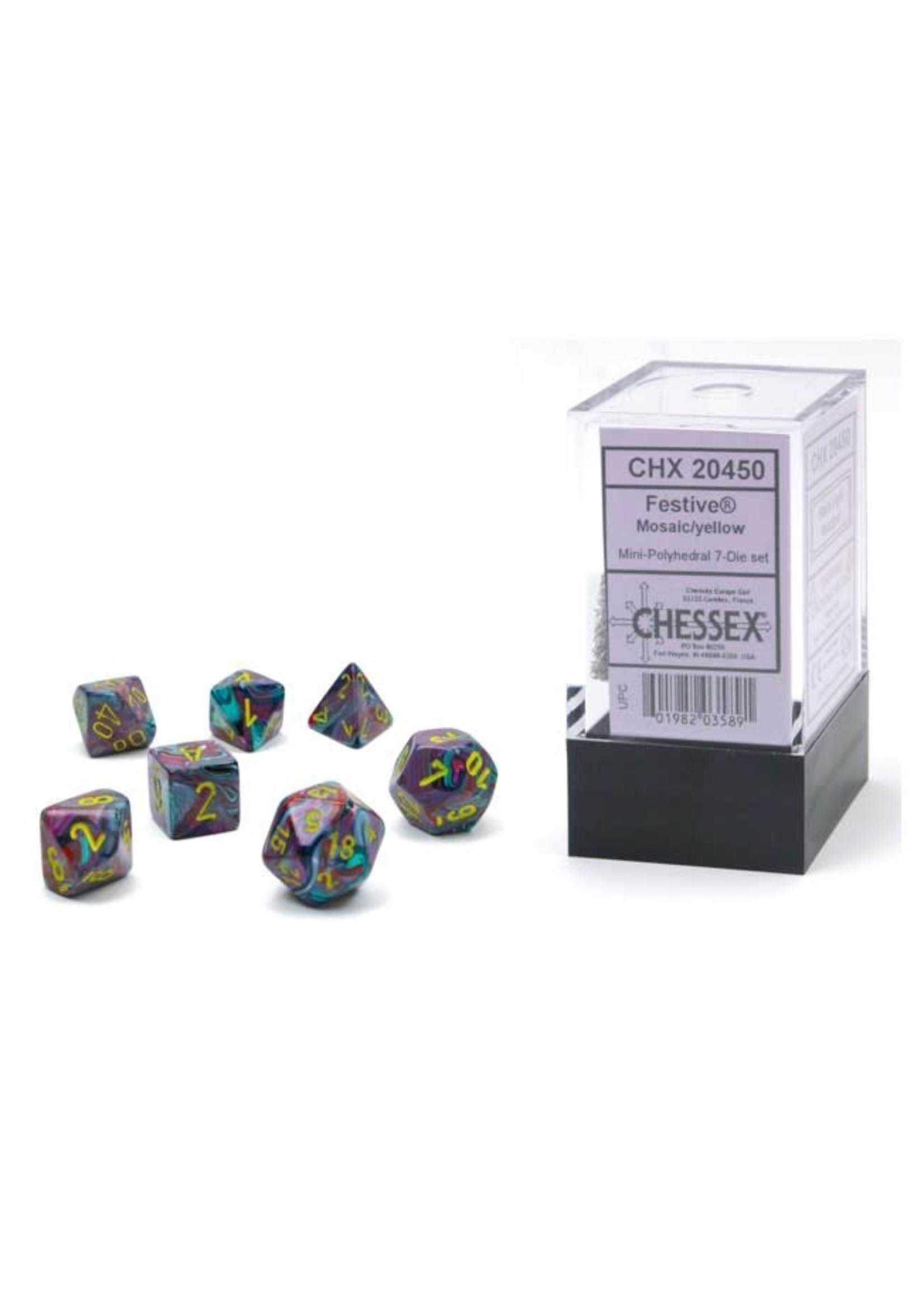 Chessex Festive Mini 7 Set: Mosaic w/ yellow