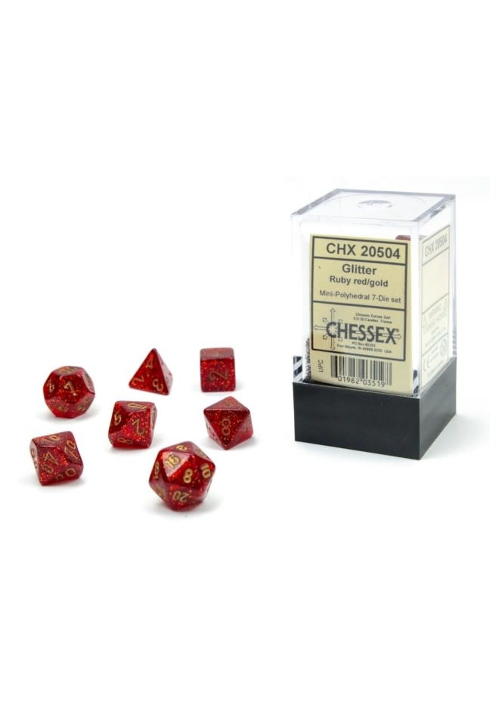 Chessex Glitter Mini 7 Set: Ruby w/ gold