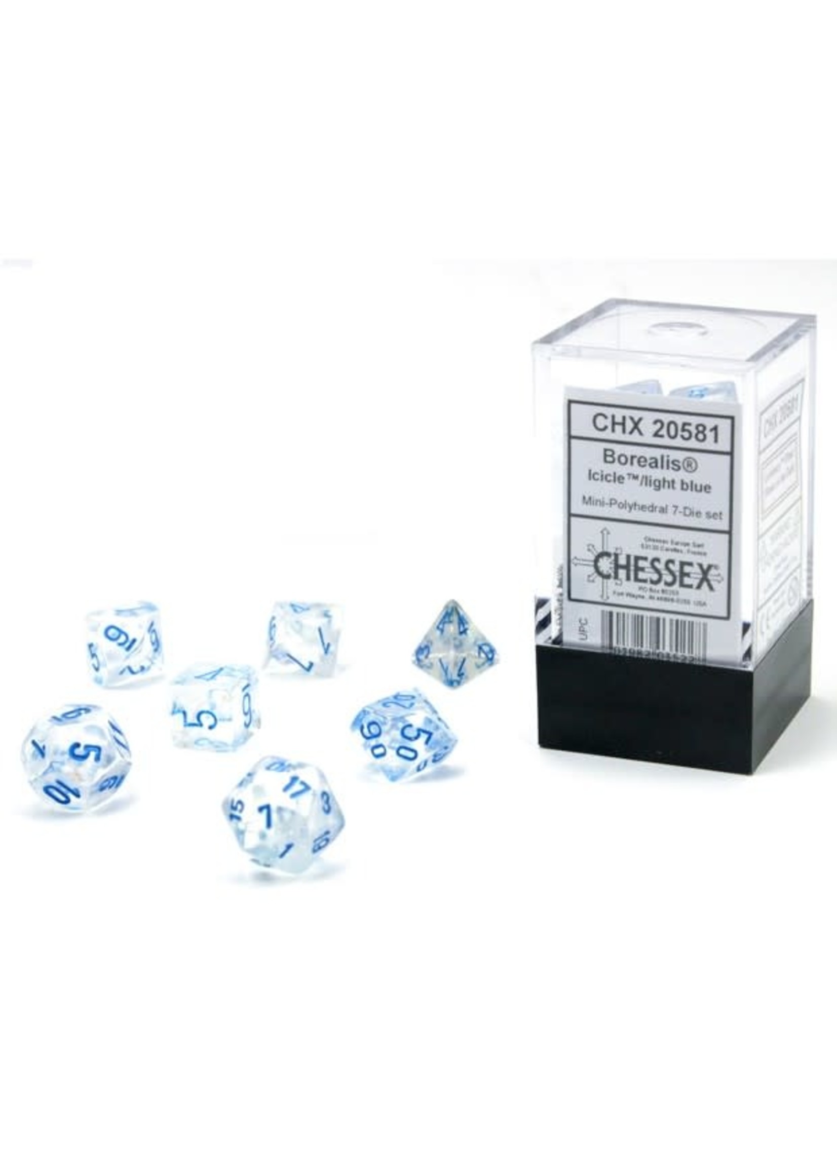 Chessex Luminary Borealis Mini 7 Set: Icicle w/ light blue