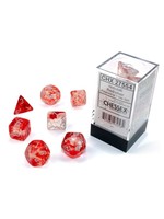 Chessex Luminary Nebula Poly 7 set: Red w/ Silver