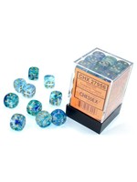 Chessex d6 Cube 12mm Luminary Nebula Oceanic w/ Gold (36)