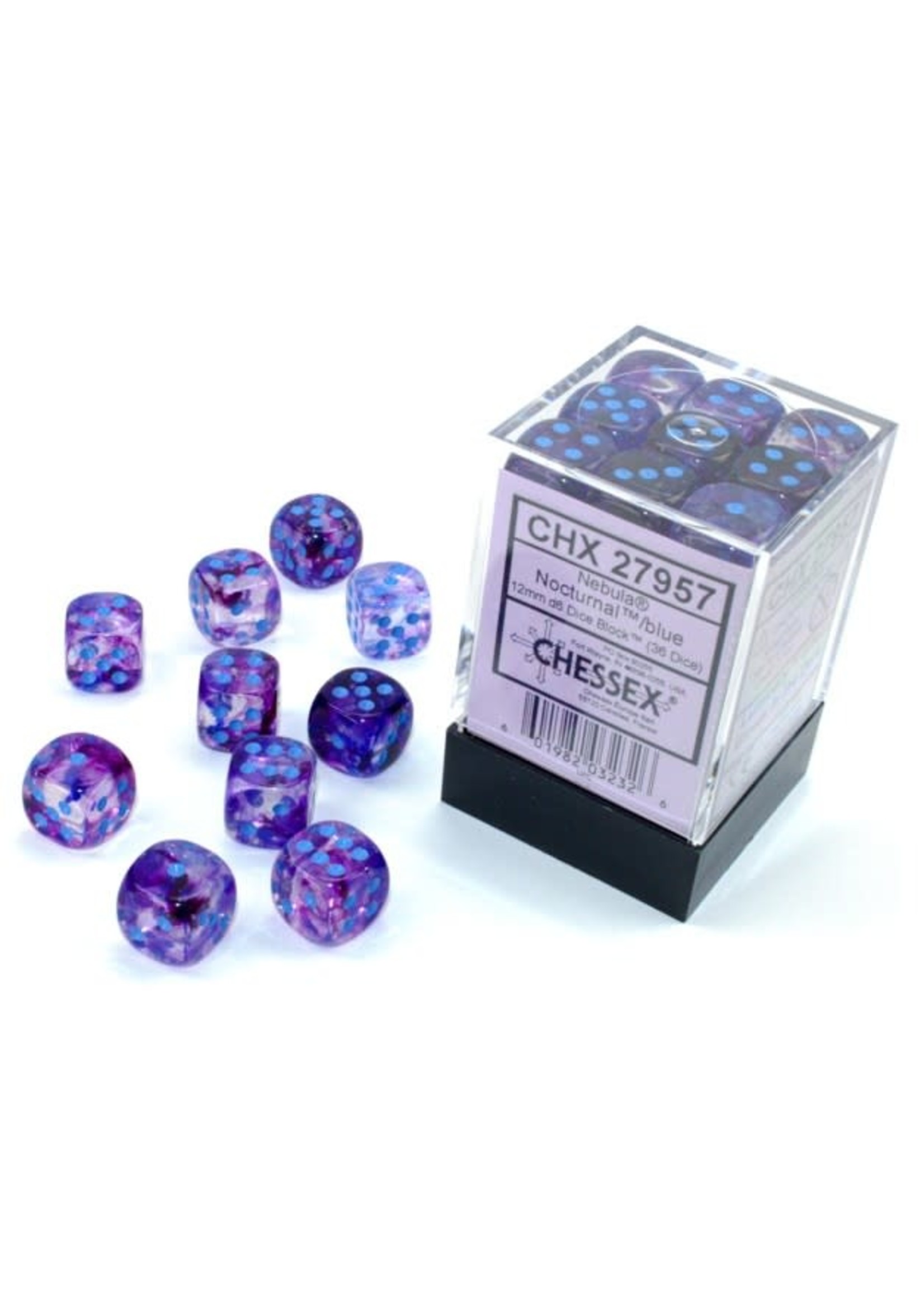 Chessex d6 Cube 12mm Luminary Nebula Nocturnal w/ Blue(36)