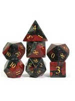 Foam Brain Bloodstone Gemstone 7 set dice- Engraved with Gold