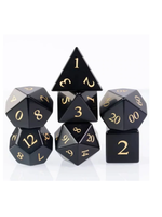 Foam Brain Obsidian 7 set dice- Engraved with Gold